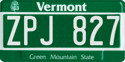 VT license plate ZPJ827