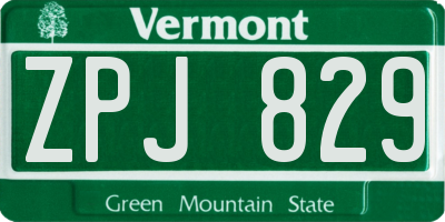 VT license plate ZPJ829