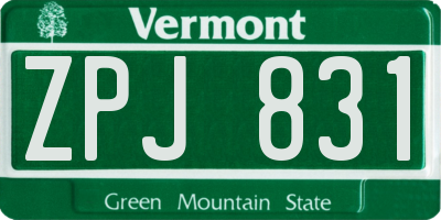 VT license plate ZPJ831