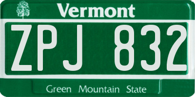 VT license plate ZPJ832