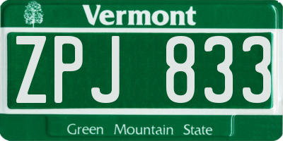 VT license plate ZPJ833