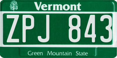 VT license plate ZPJ843