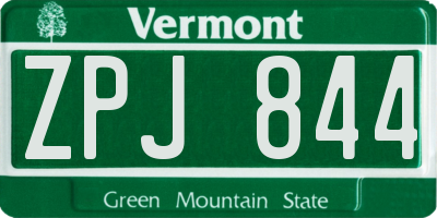 VT license plate ZPJ844