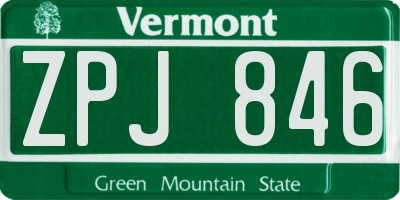 VT license plate ZPJ846