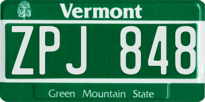 VT license plate ZPJ848