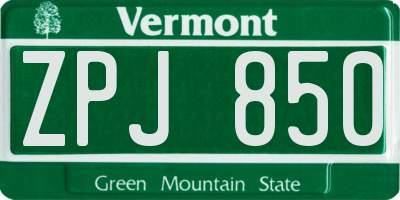 VT license plate ZPJ850