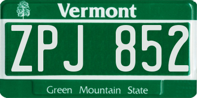 VT license plate ZPJ852