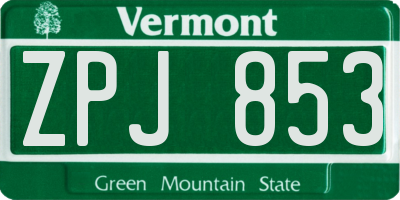 VT license plate ZPJ853