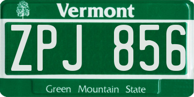 VT license plate ZPJ856