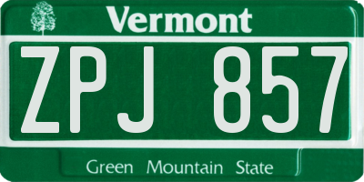 VT license plate ZPJ857