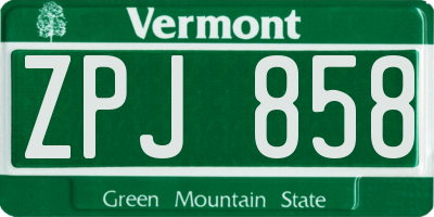 VT license plate ZPJ858