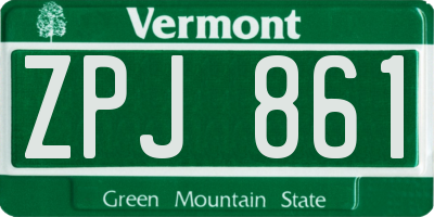 VT license plate ZPJ861
