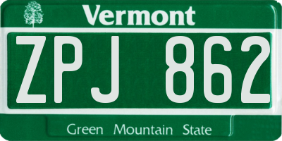VT license plate ZPJ862