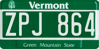 VT license plate ZPJ864