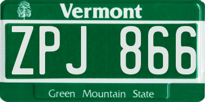 VT license plate ZPJ866