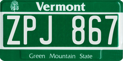 VT license plate ZPJ867