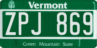 VT license plate ZPJ869