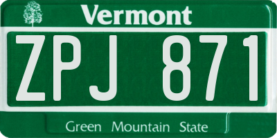 VT license plate ZPJ871