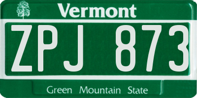 VT license plate ZPJ873