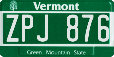 VT license plate ZPJ876