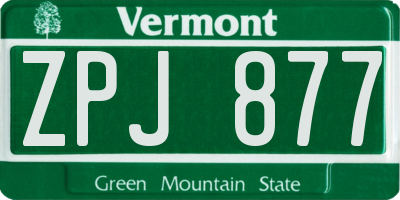VT license plate ZPJ877