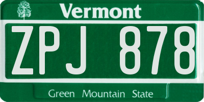 VT license plate ZPJ878