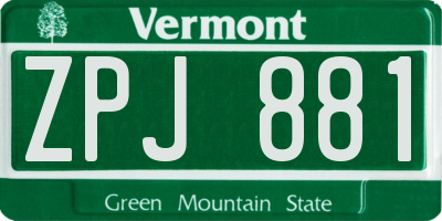 VT license plate ZPJ881