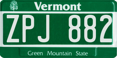 VT license plate ZPJ882