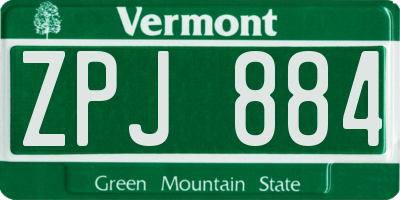 VT license plate ZPJ884