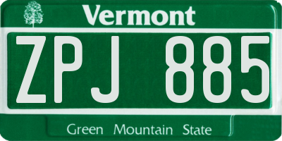 VT license plate ZPJ885