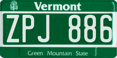 VT license plate ZPJ886