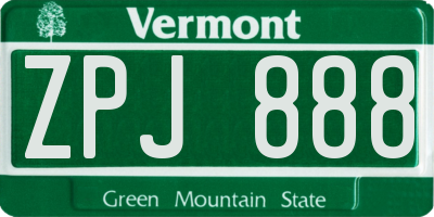 VT license plate ZPJ888