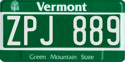 VT license plate ZPJ889