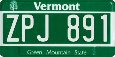 VT license plate ZPJ891