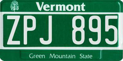 VT license plate ZPJ895
