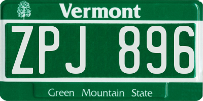 VT license plate ZPJ896