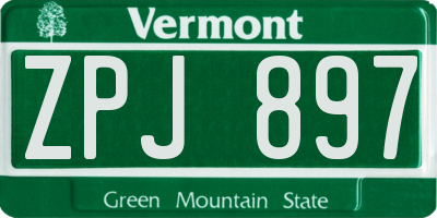 VT license plate ZPJ897