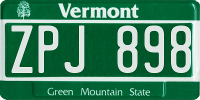 VT license plate ZPJ898