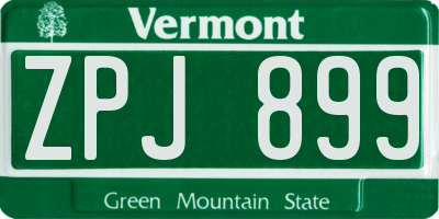 VT license plate ZPJ899