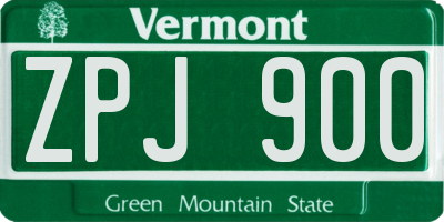 VT license plate ZPJ900