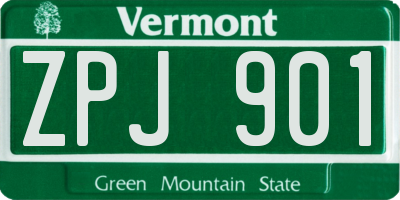 VT license plate ZPJ901