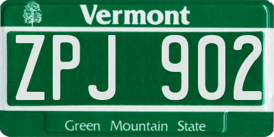 VT license plate ZPJ902