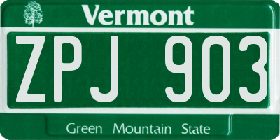 VT license plate ZPJ903