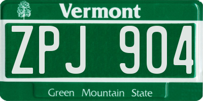 VT license plate ZPJ904