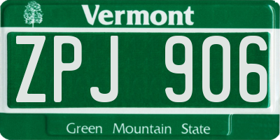 VT license plate ZPJ906