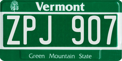 VT license plate ZPJ907