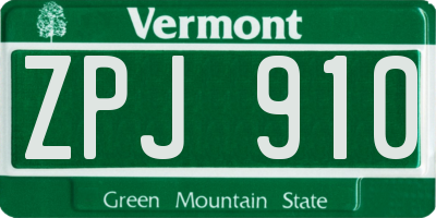VT license plate ZPJ910