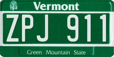 VT license plate ZPJ911