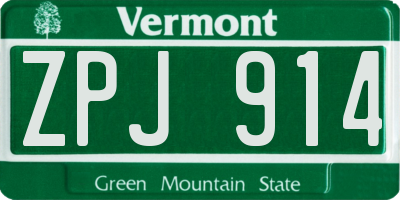 VT license plate ZPJ914