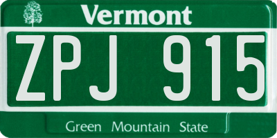 VT license plate ZPJ915